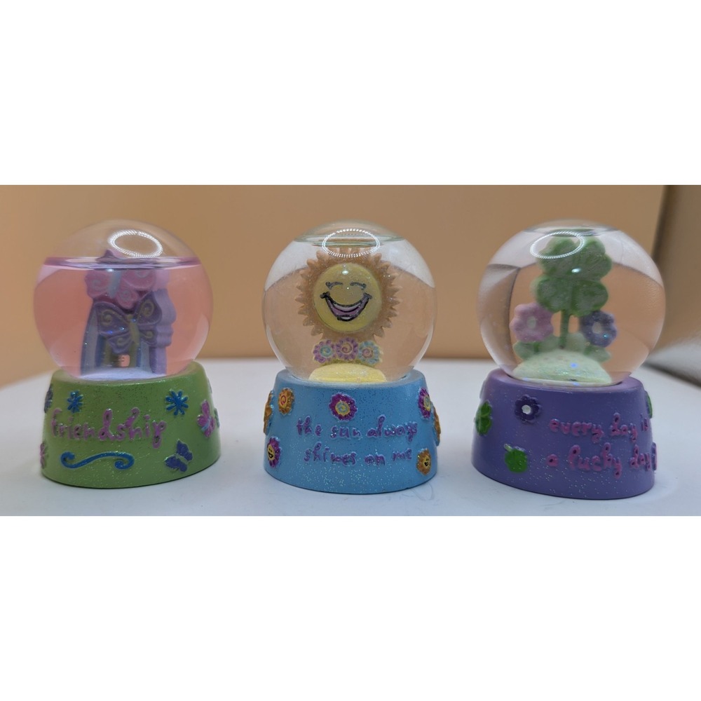 Vintage Made-4-U Claire's SnowGlobe Luck #2 & Laughter #3 & Friendship #4 2005